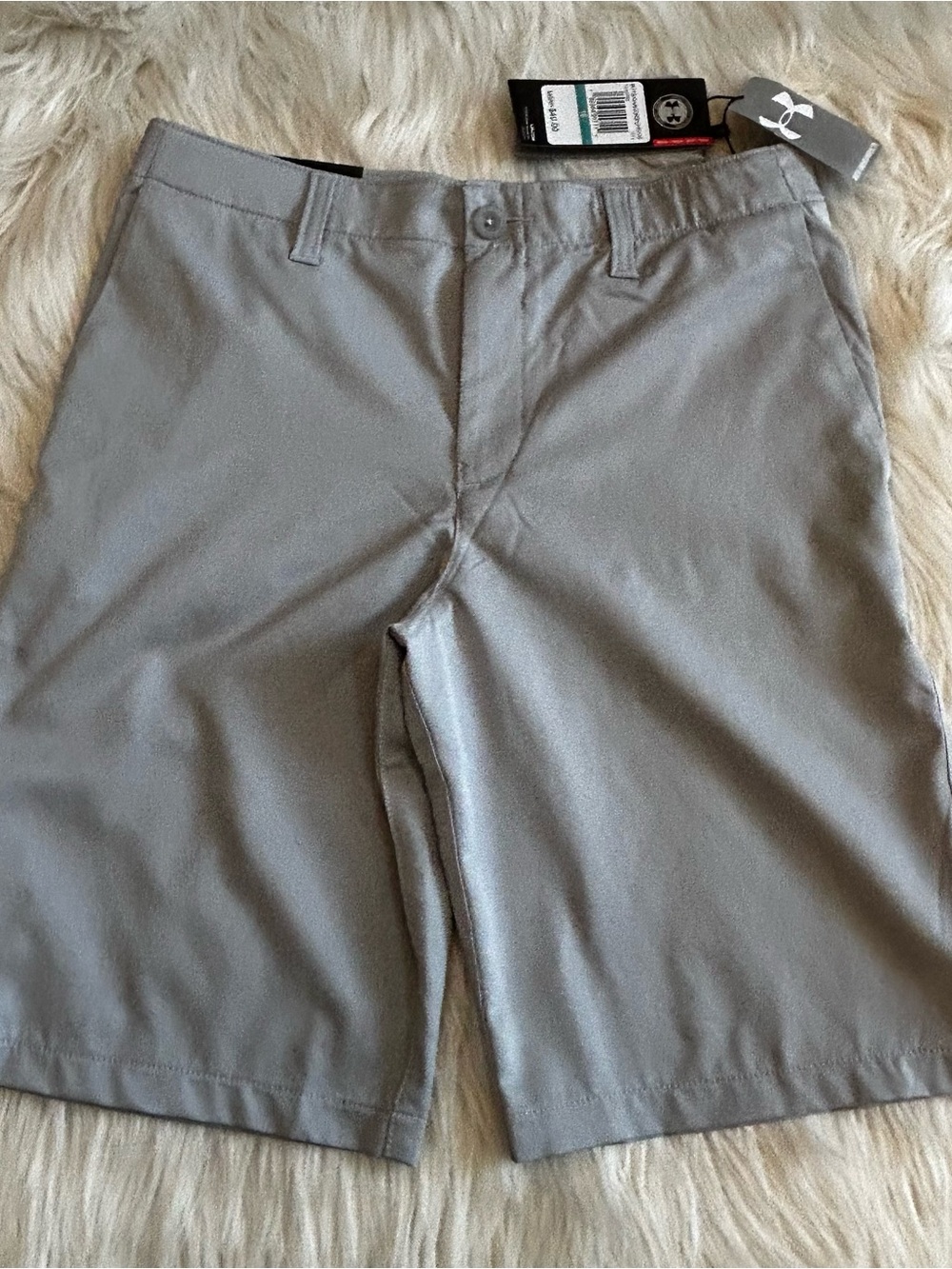 Under Armour Boys Light Gray Flat Front Performance Shorts